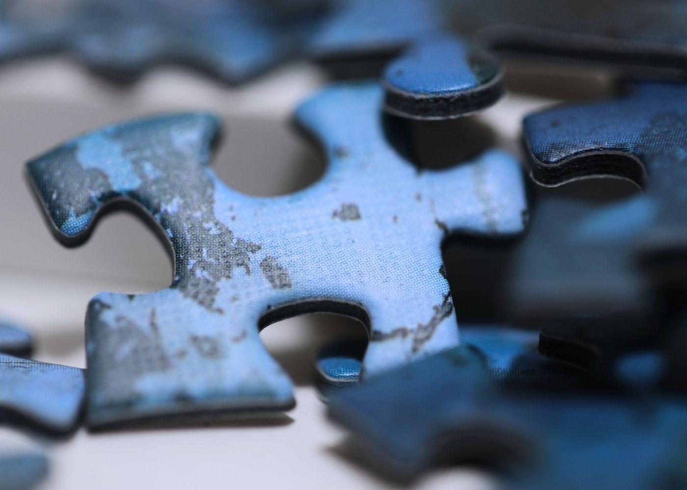 Puzzle pieces close up view