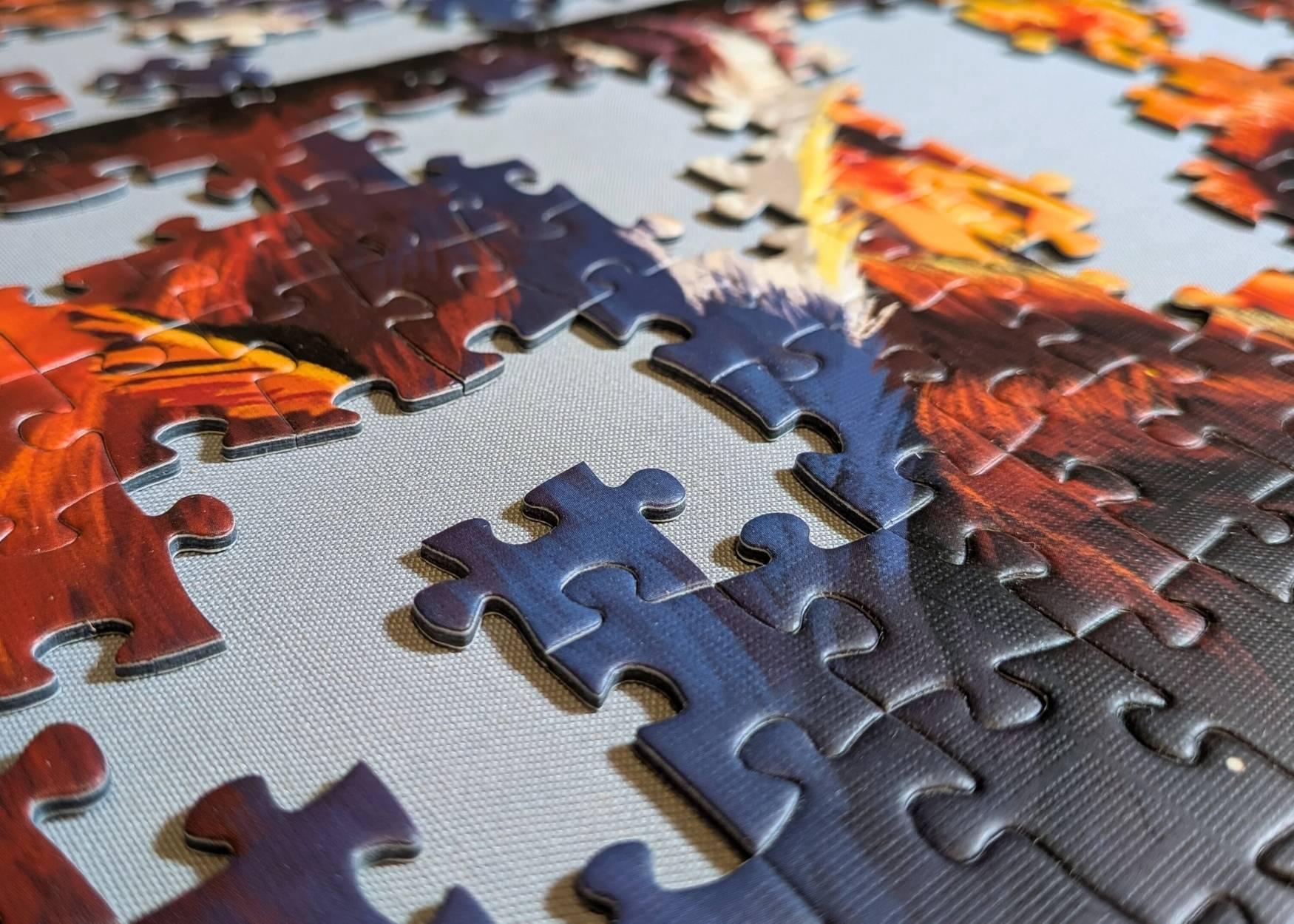 Stripes of the untamed half assembled puzzle
